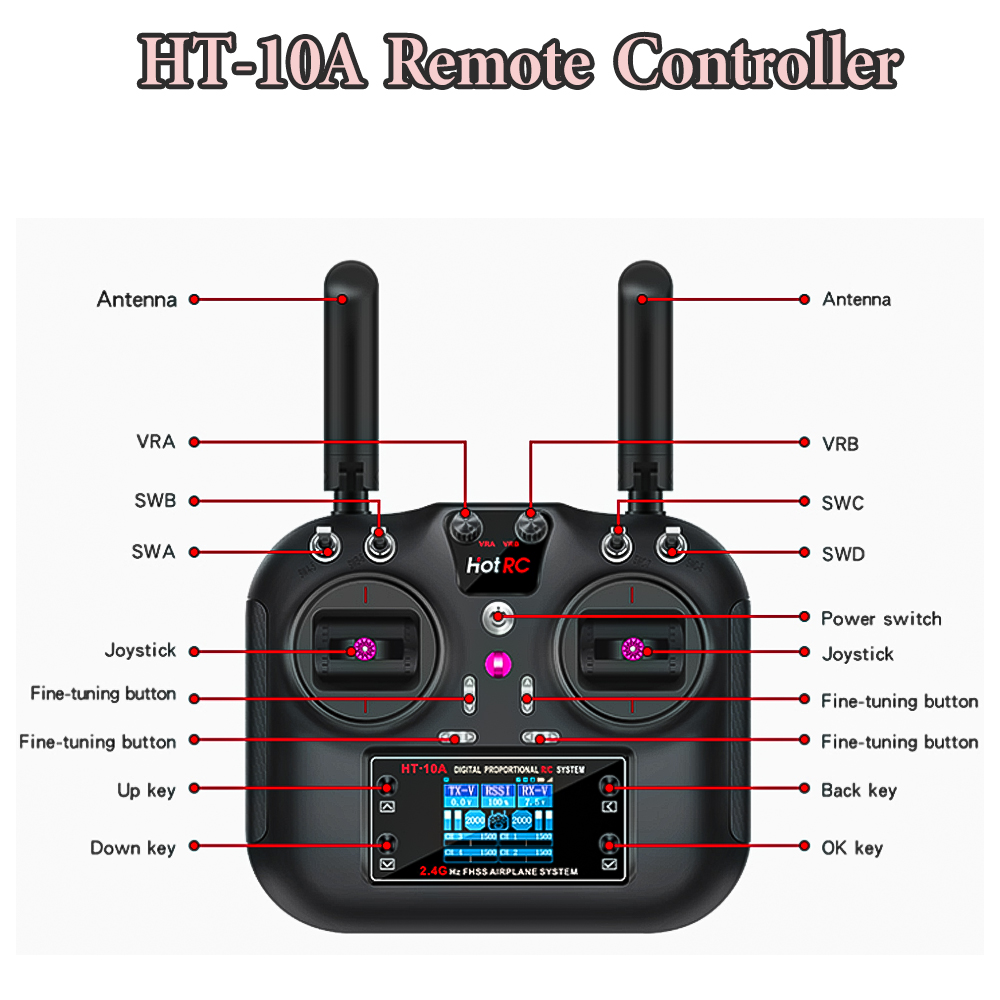 Hotrc HT-10A 2.4G 10CH zender  - Rc Helicopter Battery recensie en prijs