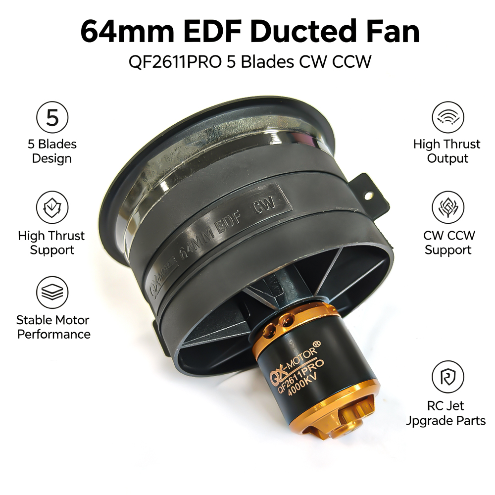 QX-MOTOR 64mm EDF 5-blads duct - Rc Helicopter Blade recensie en prijs